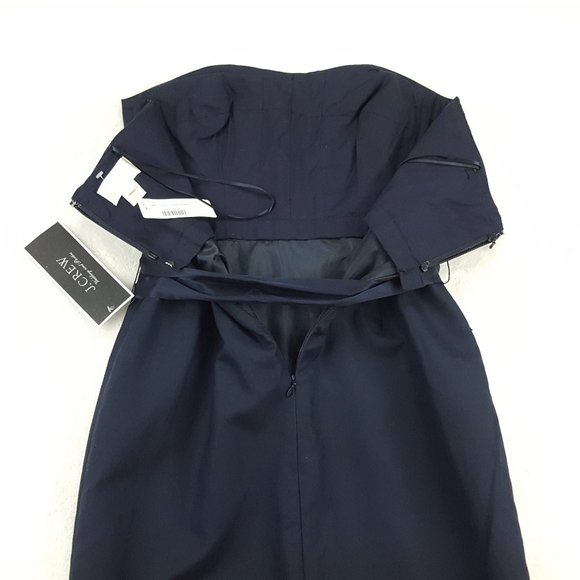J.Crew Women's Size 2 Tied Belted Strapless Shift Dress Solid Navy Blue - Picture 7 of 7